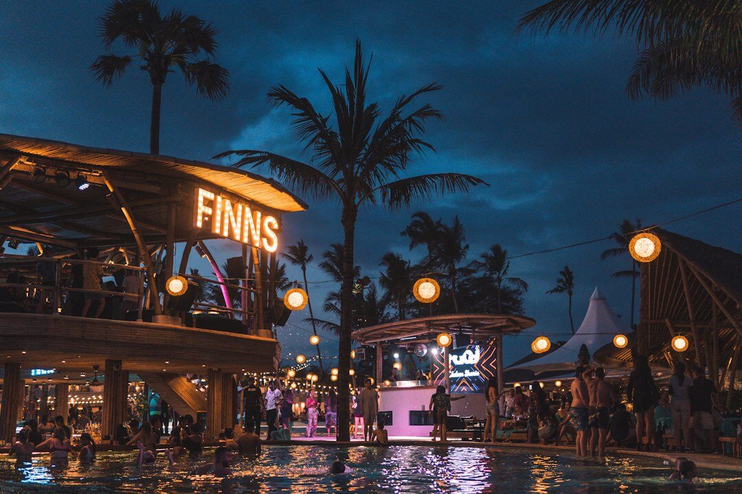 Beach club lounge in Punta del Este at sunset
